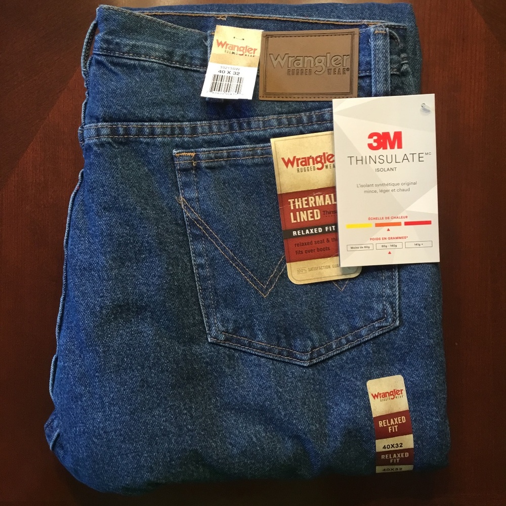 BRAND NEW MENS WRANGLER THINSULATE JEANS 40X32